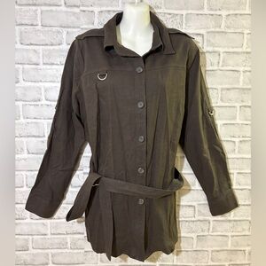 Jessica gray Utility light Jacket with Belt, size 16w- brand new